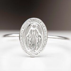 Holy Virgin Mary Miraculous Ring, 925 Sterling Silver Religious Ring Stamped 925